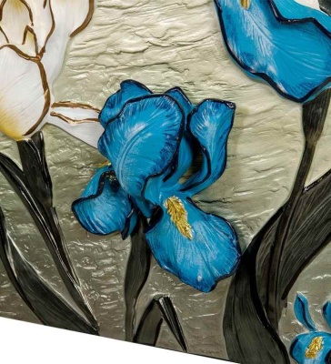 ART-103 Панно ''Лазурные ирисы'' полистоун длина 70 см Art Soul 502310_7802792