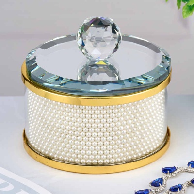 M-XN-01224  Шкатулка для украшений из стекла с жемчугом, 10,5*10,5*9,5 см_6901922