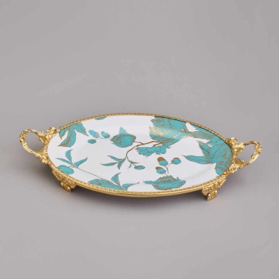 БЛЮДО 37*21*5 см фарфор/металл 46-1387_8414801