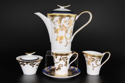 Столовый сервиз на 6 персон 27 предметов Tosca Blueshade Gold, Falkenporzellan Германия 18214_970889