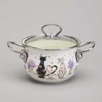 КАСТРЮЛЯ 1,5 л  ЭМАЛИРОВ. СО СТЕКЛЯННОЙ КРЫШКОЙ серия