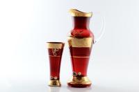 Набор для воды 7предм. Красный (гранат) графин +6 стакан. Star Crystal,  Чехия 31499_9704750