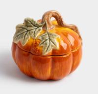 Емкость для хранения, 13х12 см, 520 мл, керамика, оранжево-зеленая, Тыква, Bright pumpkin 63553_3703