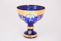 Конфетница 17 см Лепка Синяя E-S, 6444/17 М Богемия Чехия 29948_9704733