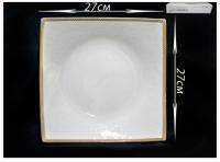 125-027 Квадратное блюдо 27см. в под.уп. GALAXY GOLD Костяной фарфор._5000001
