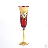 40600/SZ-LUX-GR/190 Анжела фужер для шампанского 190мл  Лепка красная Богемия Чехия 38200_9707239