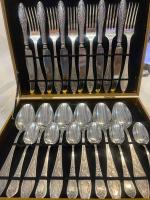 Набор столовых приборов 24 пр. МНЦЦ 15-20  мельхиор/нейзильбер СССР (винтаж)_6100688