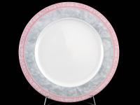 Блюдо круглое 30 см Яна Серый мрамор с розовым кантом_3205288