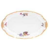 МБ Блюдо овальное 25см Мейсенский букет Квинс Корона (Queens Crown) - Чехия 41752_9709145