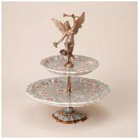 ЭТАЖЕРКА (горка) 2-х ярусная 31X31X38 см фарфор/бронза 469-360_8414806