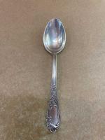 Ложка чайная мельхиор с посеребрением винтажная._6100700
