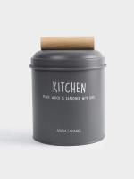 Банка для сыпучих продуктов, 1 л, металл/дерево, графитовая, Local 63441_3703439