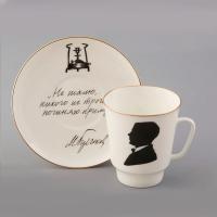 Кофейная пара 165 мл ф-ма Майская рис.Русские писатели Булгаков костян.фарфор 81.33387.00.1 ИФЗ_1600