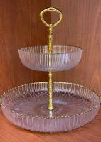 Этажерка(горка) два яруса 15см, 25 см отводка золото стекло Турция_5200204