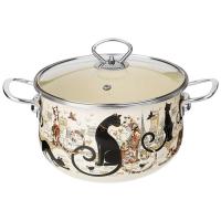 КАСТРЮЛЯ 3,6 л ЭМАЛИРОВАННАЯ  СО СТЕКЛЯННОЙ КРЫШКОЙ 