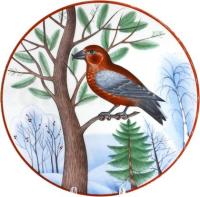 Декоративная тарелка 195 мм ф. Эллипс рис. Сосновый клест 80.80352.00.1 ИФЗ_1600792