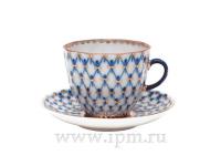 Чашка с блюдцем кофейная Тюльпан Кобальтовая сетка 140 мл арт. 81.10106.00.1 (ЛФЗ)_1600431