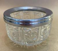 Салатник хрусталь 15см с металическим ободком винтаж._1901991