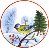 Декоративная тарелка 195 мм ф. Эллипс рис. Большая синица  80.80789.00.1 ИФЗ_1600789