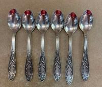 Набор кофейных ложек 6 шт мельхиор винтажные._6100715