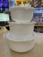 Набор салатников JEWEL Флора-белый 3 предмета с крышкой (стеклокерамика) ПС0032-11