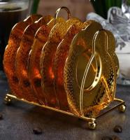 Набор блюдец на подставке 10 см (6 шт) золото, 3665_9709453