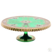 Тортница на ножке 42см Star Crystal Лепка зеленая, Чехия 40426_9707260 Тортница на ножке 42см Star Crystal Лепка зеленая, Чехия 40426_9707260