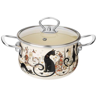 КАСТРЮЛЯ 2,0л ЭМАЛИРОВАН. AGNESS СО СТЕК. КРЫШКОЙ СЕРИЯ 