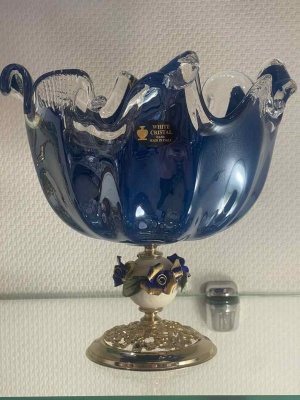 Фруктовница Д-  В-  синяя  (муранское стекло) White Crystal  Италия 66875_9709286