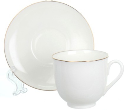 Кофейная пара 180 мл костяной фарфор ф.Ландыш рис.Золотой кантик  81.14287.00.1 (ЛФЗ)_1600733