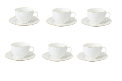 Чайная пара 270 мл Бьянко (набор 6 шт) (фарфор new bone) Подарочная упаковка  Jewel ПС0002-33_920045