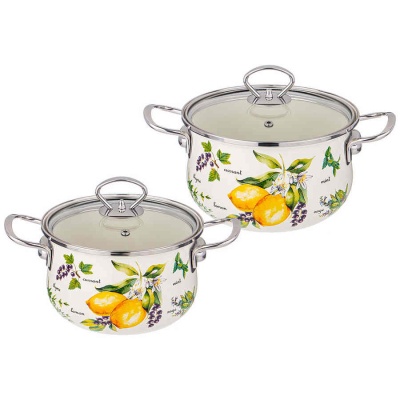 НАБОР КАСТРЮЛЬ 2,0 л и 2,8л ЭМАЛИРОВ. серия 