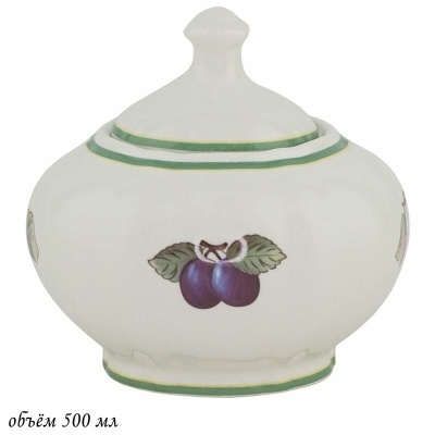109-092 Сахарница 500 мл ФРУКТОВЫЙ САД в подарочной упак. Фарфор Lenardi_5000619