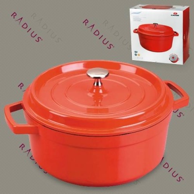 Кастрюля с крышкой, d-24 см, 4,2 л, литой алюм. с антиприг.покр.,цвет красный,  Forte, LACOR, Испани