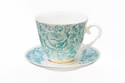 Чайная пара 200 мл ф-ма Гвоздика рис.Лето Зеленое   костянной фарф. 81.20071.00.1 ЛФЗ_1600666