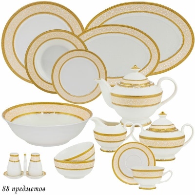 205-051 Чайно-столовый сервиз 88пр.  ЭЛИЗАБЕТ в подарочной упак. Фарфор Lenardi
