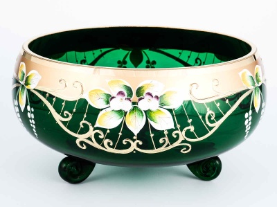 Конфетница 20 см Зеленая  (ЛЕПКА) Star Crystal  62022/20 Z Богемия Чехия 23689_9703325