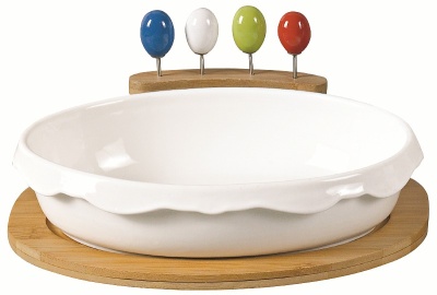 Блюдо для оливок JEWEL Верона (фарфор+бамбук) 24,5*20см ПС00041-12_9200347