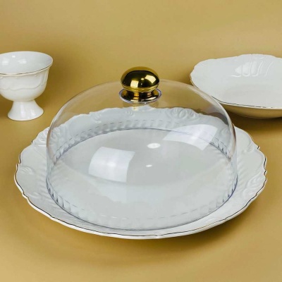 109-260 Блюдо 34х17см с крышкой КРОКУС ЗОЛОТО в под.уп.Фарфор_5000719