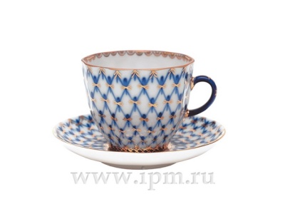 Чашка с блюдцем кофейная Тюльпан Кобальтовая сетка 140 мл арт. 81.10106.00.1 (ЛФЗ)_1600431