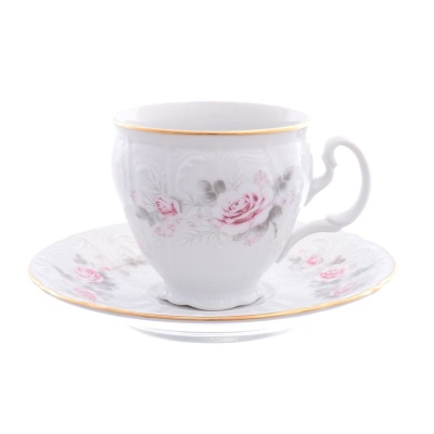 5396011 Бернадотт кофейная пара 170 мл  Бледная роза золото (6 пар), Thun Чехия 12262_3205707