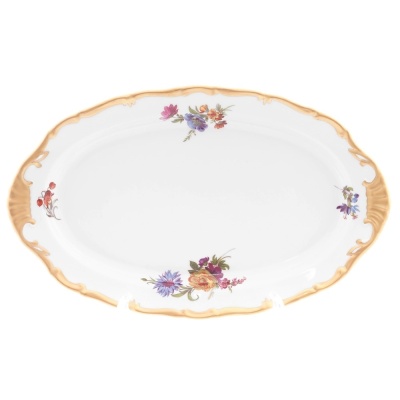 МБ Блюдо овальное 25см Мейсенский букет Квинс Корона (Queens Crown) - Чехия 41752_9709145