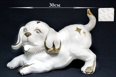 107-112 Статуэтка   Собака   30см. в подарочной упак. Фарфор Lenardi_5000616