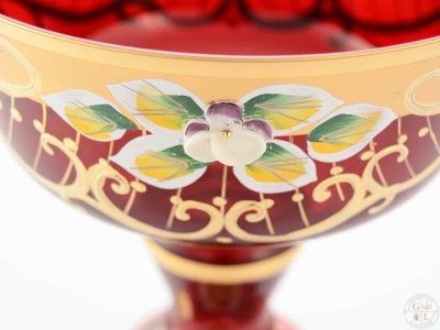 Конфетница на ножке 13см Лепка красная Bohemia Star Crystal 6444/13/ Чехия 37638_9706727