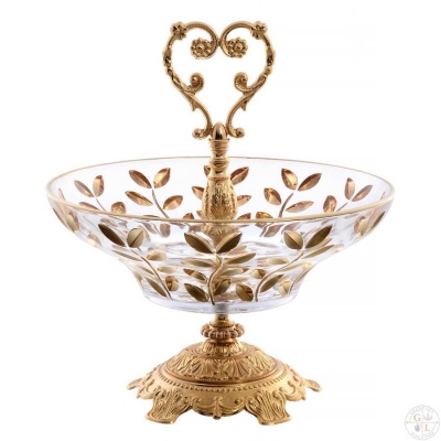 Фруктовница на ножке 35см Timon Gold, (Лаурус) хрусталь бронза  Италия 37423_9707235