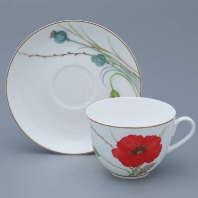 Чайная пара 250мл ф-ма Весенняя - 2 рис. Маки 81.34141.00.1 ИФЗ (ЛФЗ)_1600783