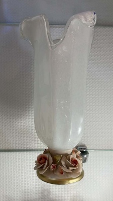 Ваза В-  молочно белая  (муранское стекло) White Crystal Италия 66847_9709287