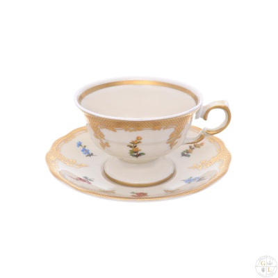 Набор кофейных пар мокко 100 мл  Аляска Мелкие цветы Слоновая кость  Carlsbad Чехия 37363_9708915