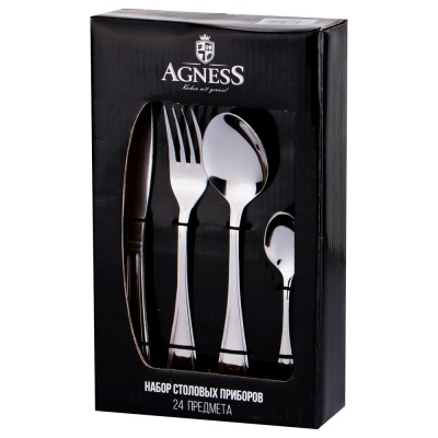 НАБОР СТОЛОВЫХ ПРИБОРОВ AGNESS, 6/24 ПРЕДМЕТА Индия 880-507_8411185