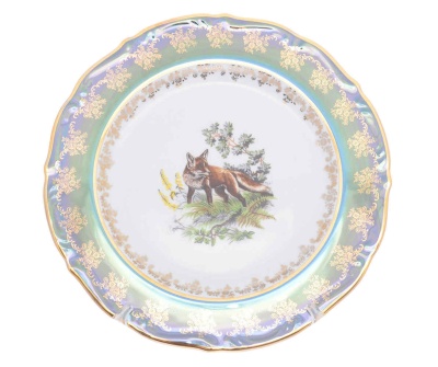 Охота зеленая Мария Тереза блюдо круглое 30 см Repast Чехия 52368_9709172